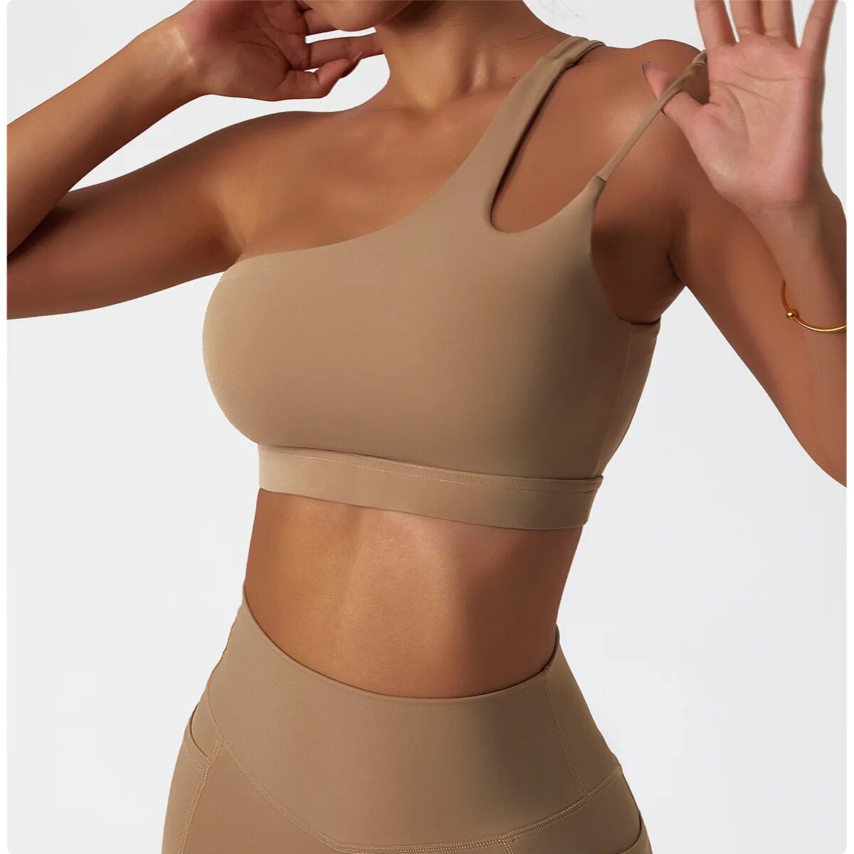Sexy One Shoulder Yoga Bras Crop Shockproof Sports Underwear Push Up Running Vest Wire Free Gym Sportswear Fitness Bra Vest
