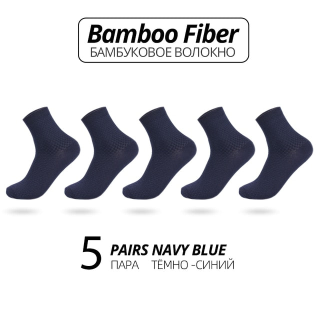 High Quality Bamboo Fiber Men's Socks 5Pairs/Lot New Classic Business Long Socks Summer Winter Casual Man Dress SockSize EU38-45