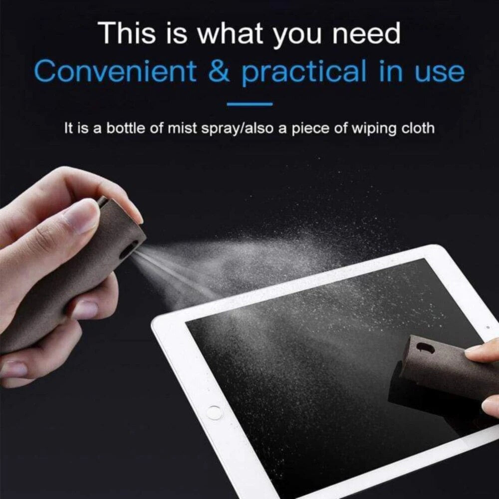 2 In 1 Phone Screen Cleaner Spray Dust Removal Microfiber Cloth Cleaning Artifact Computer Tablet Screen Cleaning Spray Bottle