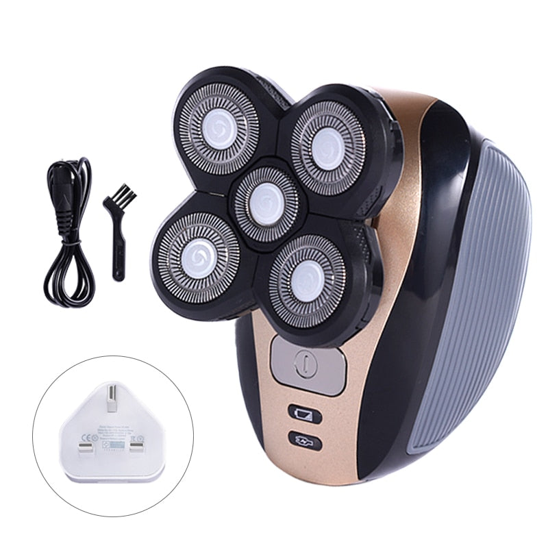5 In 1 Electric Shaver For Men Bald Head Polish Hair Clipper Trimmer Floating 5 Blade Heads Shaving Machine Rechargeable Razors
