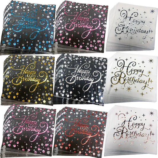 20pcs/lot Rose Gold birthday Napkins Gold/silver Disposable Paper towel Paper Napkins for Happy Birthday party Supplies