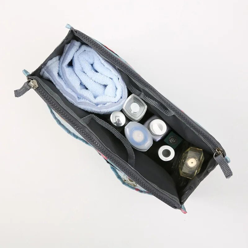 2023 Double Zipper Cosmetic Storage Bag Nylon Travel Organizer Handbag Multifunction Tote Makeup Bag Women Make Up Beauty Pouch