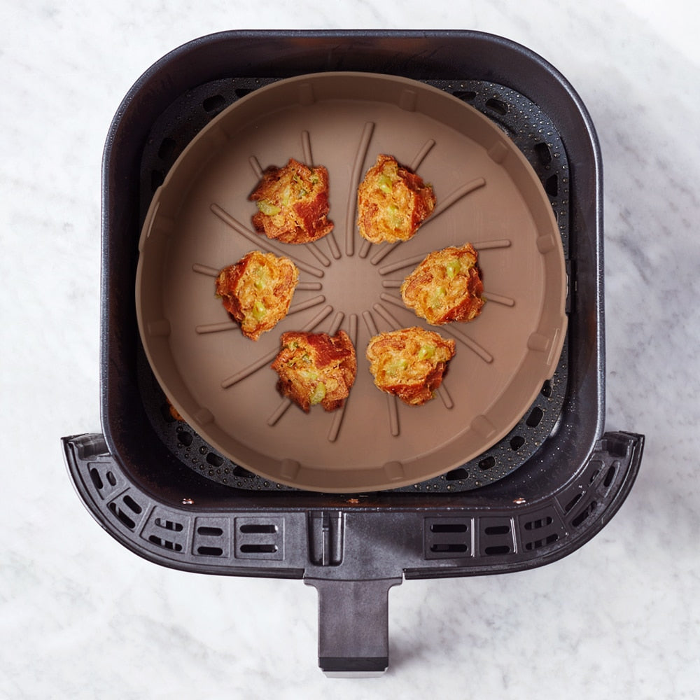 Air Fryer Silicone Nonstick Pans Airfryer Accessories Reusable Baking Dishes Baking Basket Baking Tool Tray Silicone Pad Pan