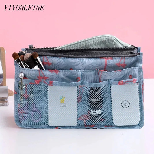 2023 Double Zipper Cosmetic Storage Bag Nylon Travel Organizer Handbag Multifunction Tote Makeup Bag Women Make Up Beauty Pouch
