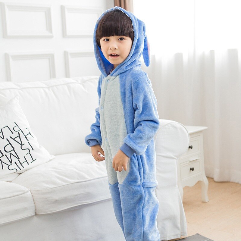 Unicorn Pajamas Onesie Kids Kigurumi Pyjama Panda Licorne Stitch Pijama Boy Girl Flannel Pajama Christmas Party Cosplay Clothes