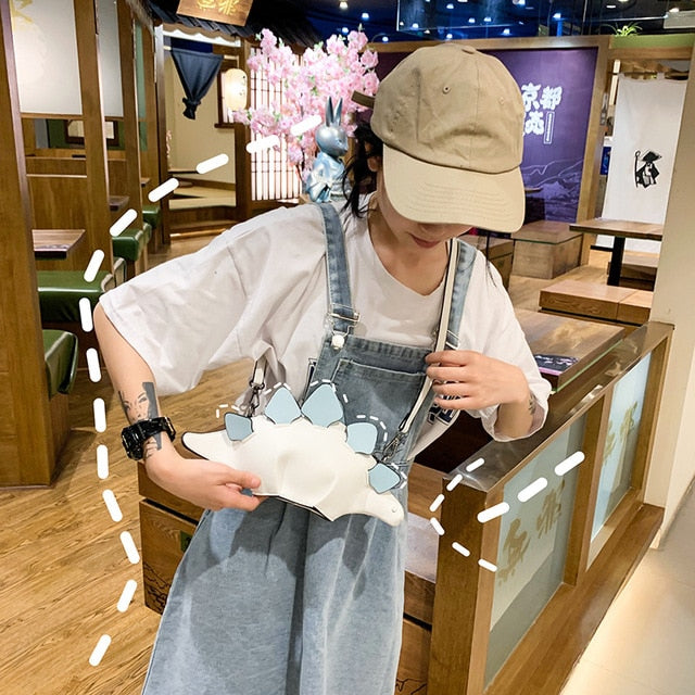 Bolsa de ombro feminina em couro PU, estilo dinossauro, bolsas e bolsas, pequena bolsa tiracolo casual para animais