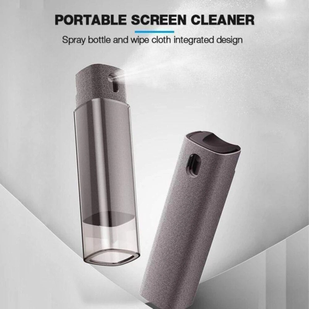 2 In 1 Phone Screen Cleaner Spray Dust Removal Microfiber Cloth Cleaning Artifact Computer Tablet Screen Cleaning Spray Bottle