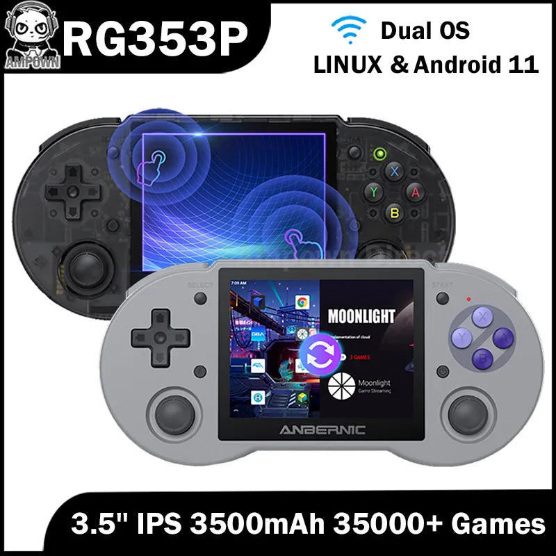 Anbernic RG353P Retro Video Game Consoles  Android 11 LINUX Dual OS 3.5'' IPS Touch Screen 5G WiFi 350000 Games Handheld Gaming