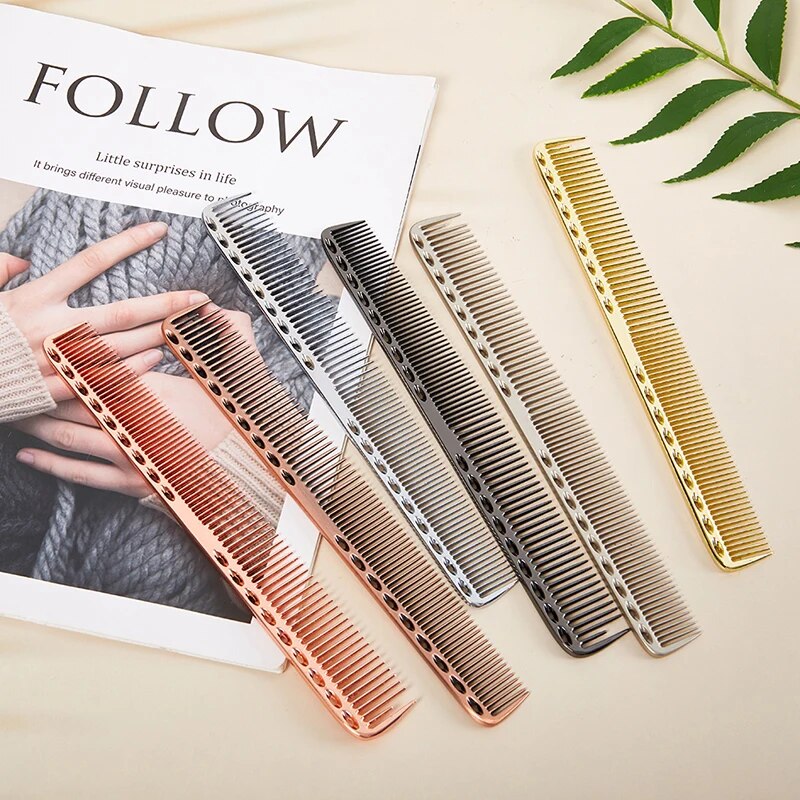 Aluminum Metal Anti-static Hairdressing Combs Hair Cutting Salon Hair Brush Metal Combs Barber Tools Salon Accessaries