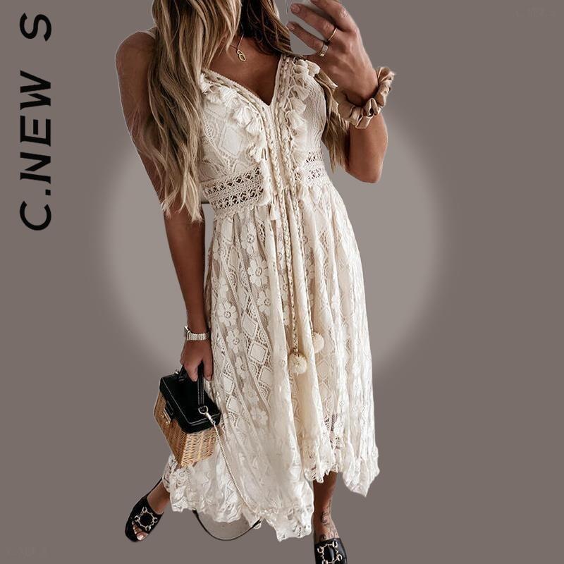 C.New S Dress Fashion Women Temperament V Neck Spaghetti Strap Dress Girl Popular Female Vestidos Clothing
