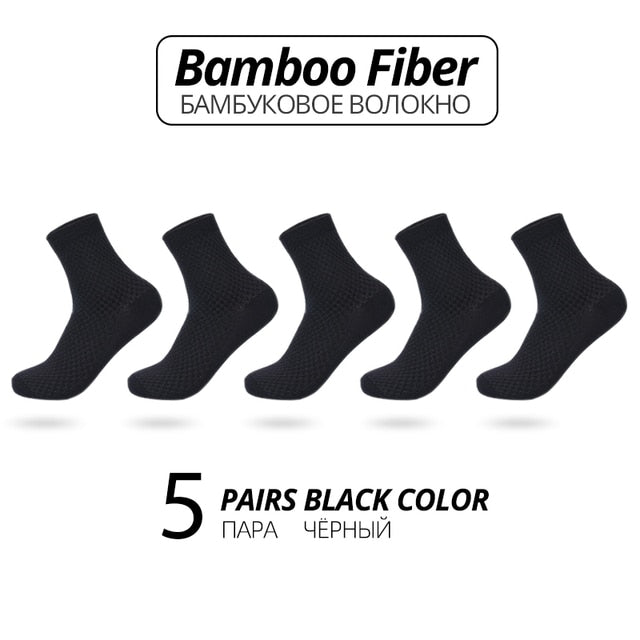 High Quality Bamboo Fiber Men's Socks 5Pairs/Lot New Classic Business Long Socks Summer Winter Casual Man Dress SockSize EU38-45