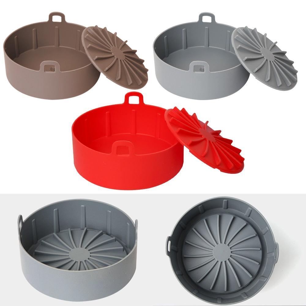 Air Fryer Silicone Nonstick Pans Airfryer Accessories Reusable Baking Dishes Baking Basket Baking Tool Tray Silicone Pad Pan