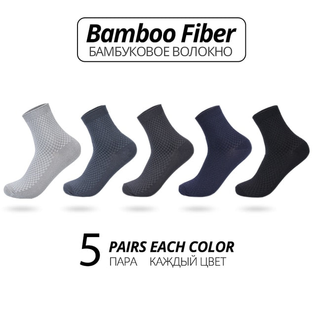 High Quality Bamboo Fiber Men's Socks 5Pairs/Lot New Classic Business Long Socks Summer Winter Casual Man Dress SockSize EU38-45