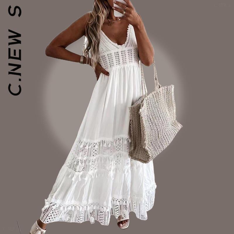 C.New S Dress Fashion Women Temperament V Neck Spaghetti Strap Dress Girl Popular Female Vestidos Clothing
