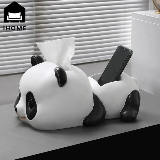 IHOME Ins Creative Panda Paper Towel Box Decoration Key Storage Living Room Table Surface Home Decoration Nordic Lovely New 2023