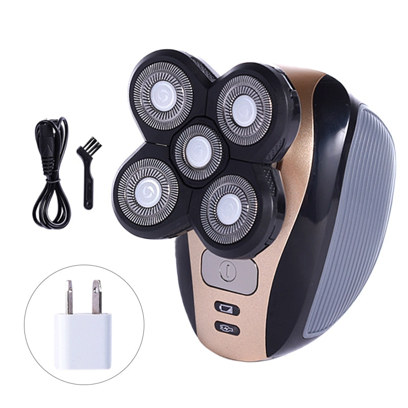 5 In 1 Electric Shaver For Men Bald Head Polish Hair Clipper Trimmer Floating 5 Blade Heads Shaving Machine Rechargeable Razors