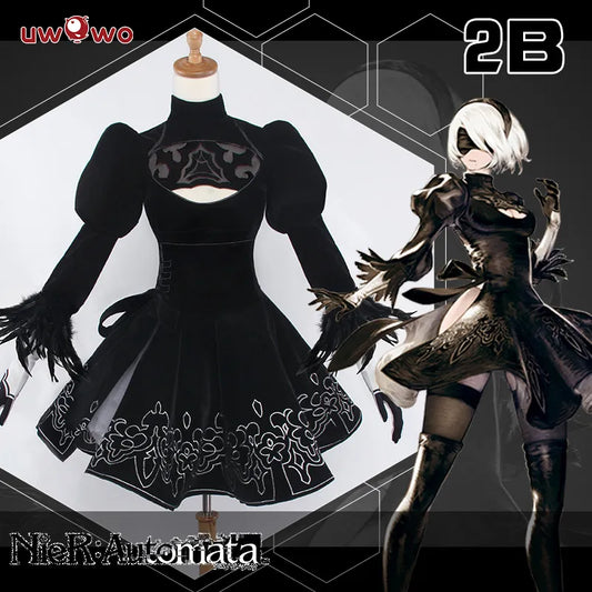 In Stock UWOWO Nier:Automata Yorha 2B Cosplay Game Costume Luxurious No.2 Type B Base 2B New Custom-Made Halloween Costumes