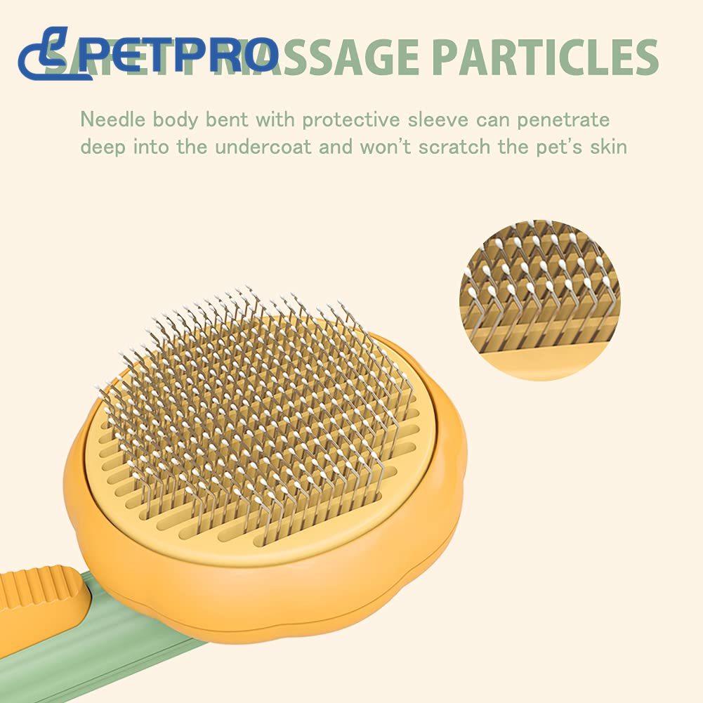 Pumpkin Self Cleaning Slicker Comb for Dog Cat Puppy Rabbit, Grooming Brush Tool Gently Removes Loose Undercoat Tangled Hair