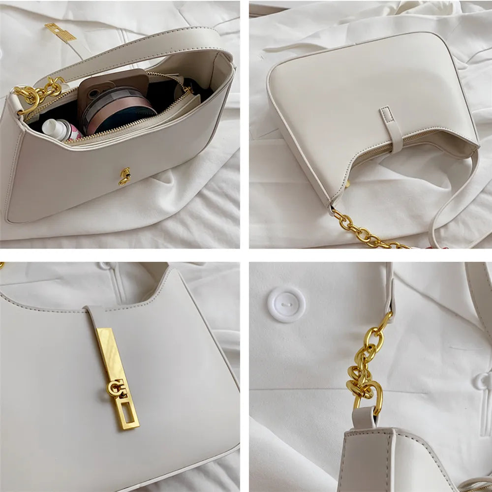 Toptrends Underarm Shoulder Bags For Women 2023 Trend Designer PU Leather Half Moon Armpit Ladies Handbags And Purse Black White