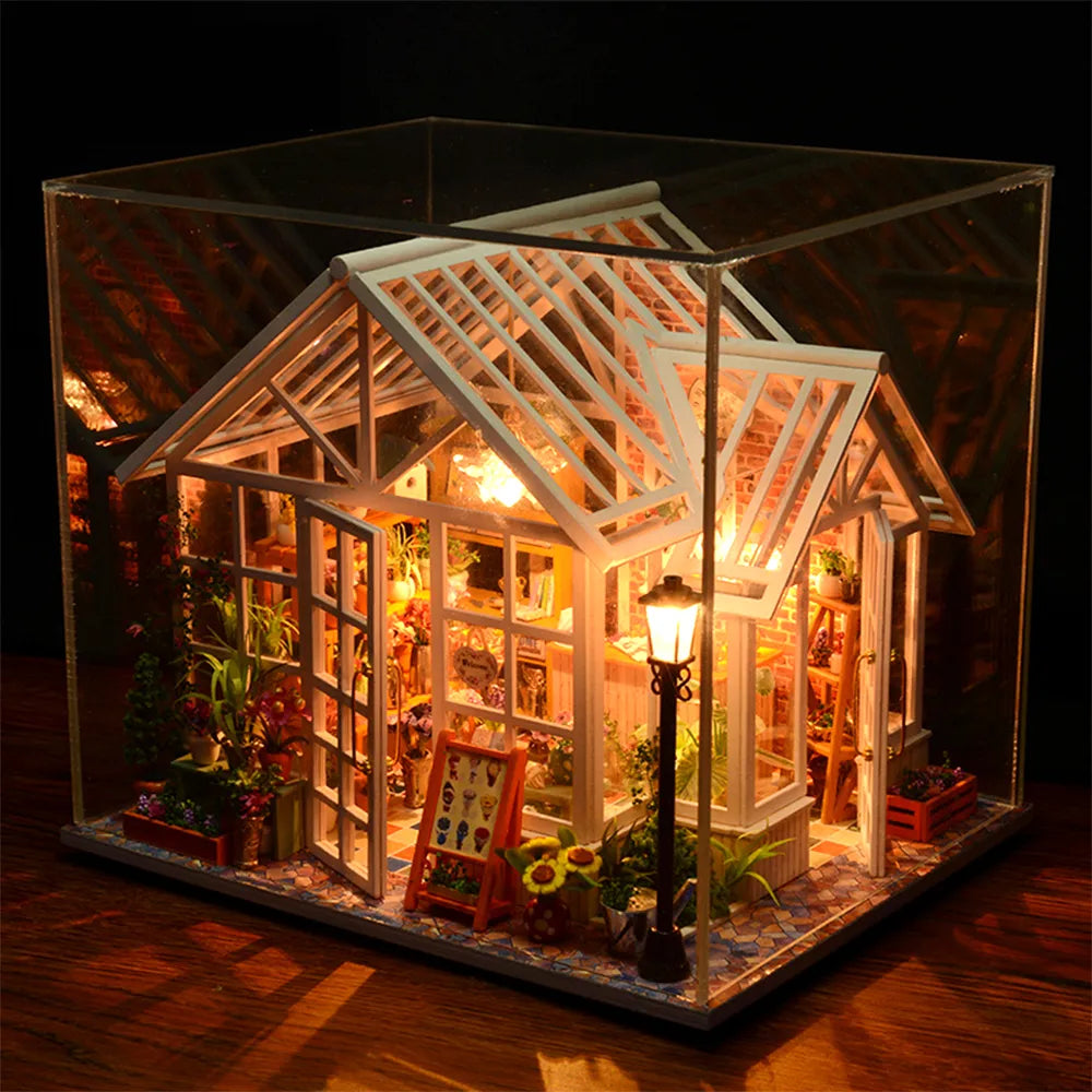 CUTEBEE DIY Dollhouse Wooden Miniature Mini Doll House with Garden to Build Furniture Kit Casa Toys for Children Birthday Gift