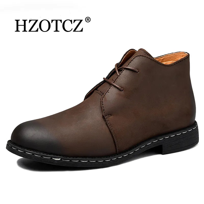 Handmade Men Boots Genuine Leather Men Snow Leather Boots WaterProof Work Safety Winter Ankle Boots Shoes