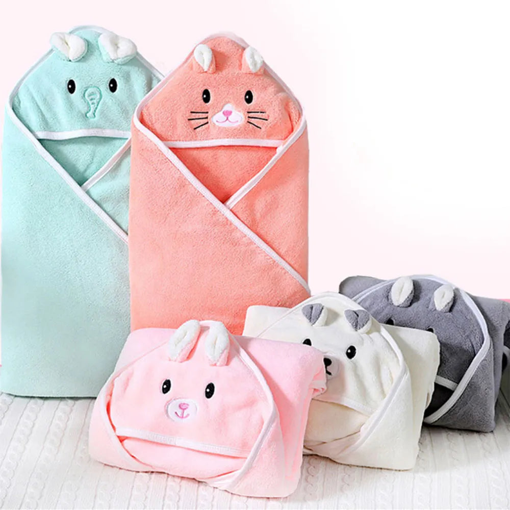 Unisex Baby Bathrobe Flannel Cloak Cartoon Boy Girl Ultra-Soft Hooded Spa Robe Bath Towel Newborn  Cover-Up Baby Shower Gift