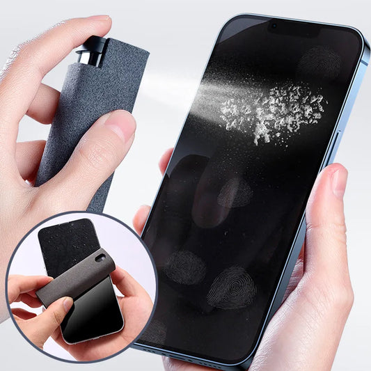 2 In 1 Phone Screen Cleaner Spray Dust Removal Microfiber Cloth Cleaning Artifact Computer Tablet Screen Cleaning Spray Bottle