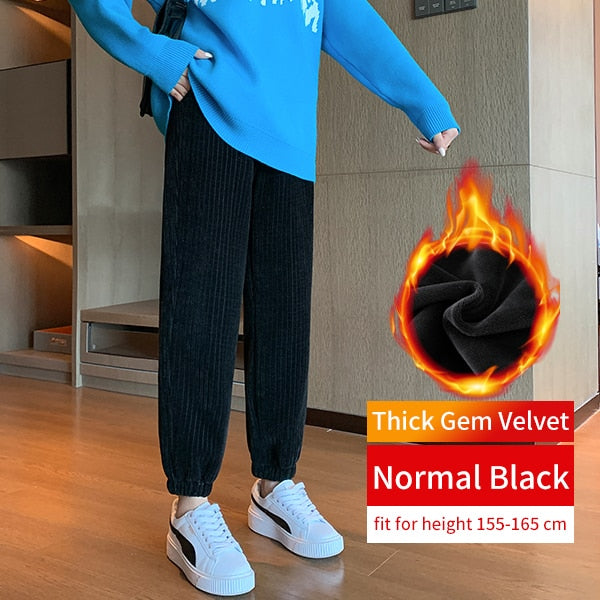 Joggers Women Warm Winter Plush Thick Corduroy Pants Traf Female Casual Korean Style Sweatpants Harajuku Loose Harem Trousers
