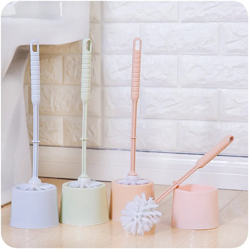 Toilet Bowl Brush and Holder Set Compact Tool Deep Cleaning for Bathroom Thick and Soft Bristles Long Handle Labor-Saving