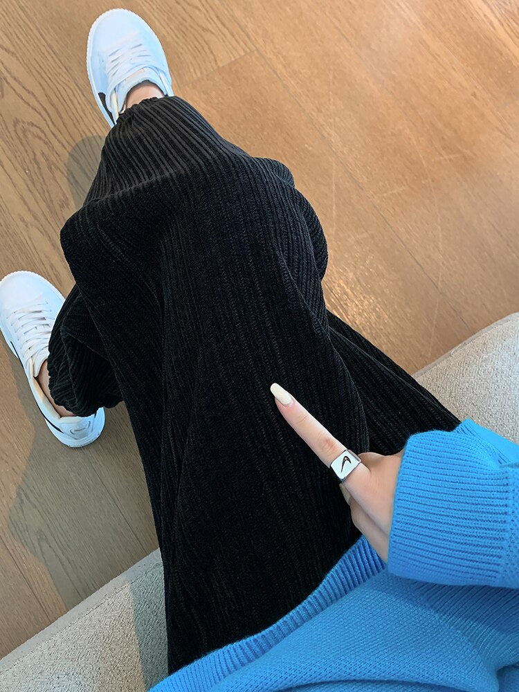 Joggers Women Warm Winter Plush Thick Corduroy Pants Traf Female Casual Korean Style Sweatpants Harajuku Loose Harem Trousers