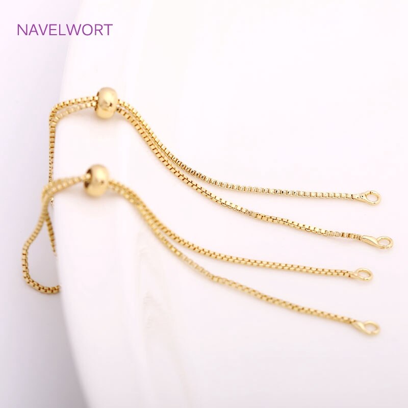 1mm Box Chain Bracelet Component With Silicone Insert Beads,14K Gold Plating Box Chain For Bracelet Making Accessories Wholesale