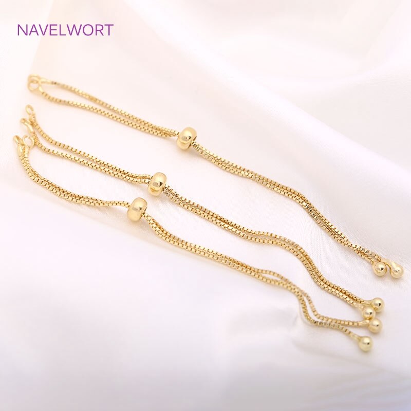 1mm Box Chain Bracelet Component With Silicone Insert Beads,14K Gold Plating Box Chain For Bracelet Making Accessories Wholesale