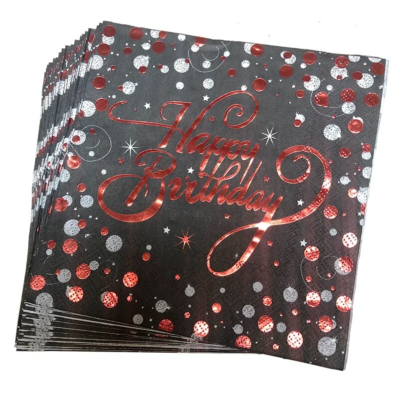 20pcs/lot Rose Gold birthday Napkins Gold/silver Disposable Paper towel Paper Napkins for Happy Birthday party Supplies