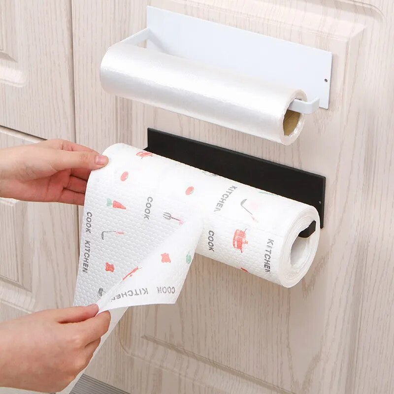 Steel Kitchen Bathroom Toilet Roll Holder Wall Mounted Rack Paper Towel Rack Self Adhesive Towel Hanging Rack Home Appliance