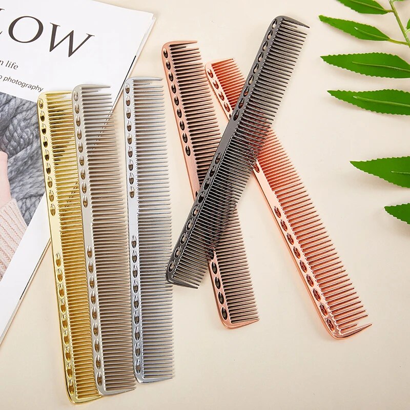 Aluminum Metal Anti-static Hairdressing Combs Hair Cutting Salon Hair Brush Metal Combs Barber Tools Salon Accessaries