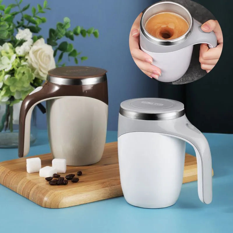 Rechargeable Magnetic Coffee Mugs Automatic Stirring Cup Handgrip Electric Rotating Milk Mug Stainless Steel Magnetic Water Cup