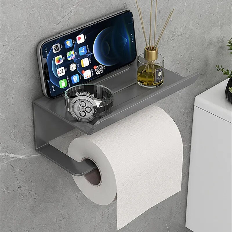 Bathroom Paper Towel Rack Bathroom Shelf Toilet Paper Roll Paper Put Phone Hanging Rack Wall-mounted Kitchen Storage Wall Shelf