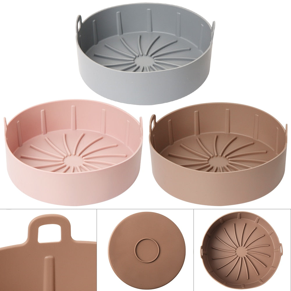 Air Fryer Silicone Nonstick Pans Airfryer Accessories Reusable Baking Dishes Baking Basket Baking Tool Tray Silicone Pad Pan