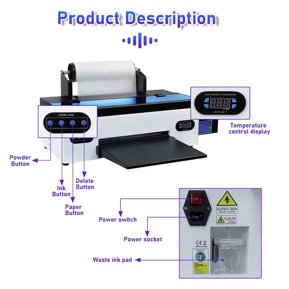 R1390 DTF Printer A3 DTF T-shirt Printing Machine with Roll Feeder Directly to Film DTF R1390 A3 DTF PET Film Transfer Printer