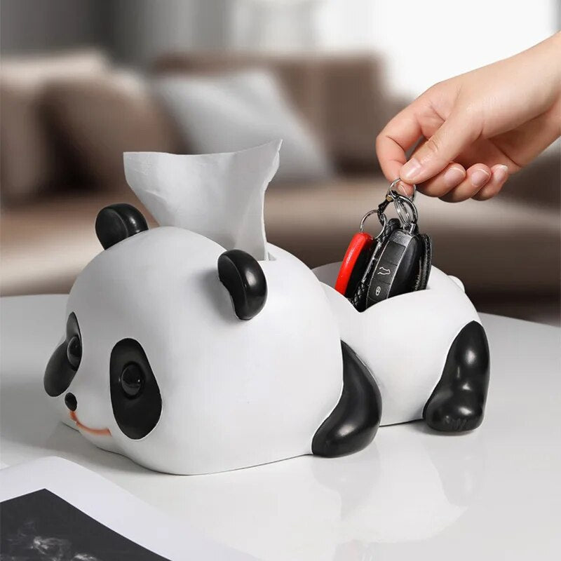 IHOME Ins Creative Panda Paper Towel Box Decoration Key Storage Living Room Table Surface Home Decoration Nordic Lovely New 2023