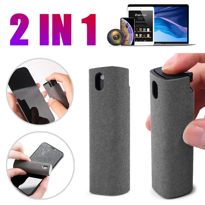Multifunctional 2 in 1 Phone Screen Cleaning Spray Bottle With Polishing Cloth Touch Screen Cleaning Tool For Apple iPhone iPad