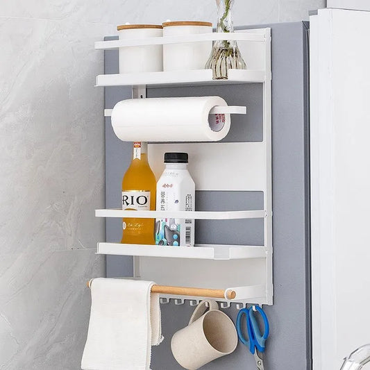 Magnet Fridge Shelf Paper Towel Roll Holder Magnetic Storage Rack Spice Hang Rack Decorative Metal Shelf Kitchen Organizer