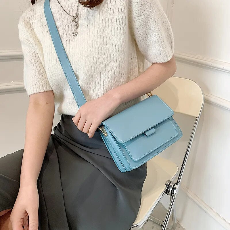 Fashion Brand Women's Small Crossbody Bag Lightweight PU Leather Messenger Bag Flap Handbag Purse Summer Travel Bag for Female