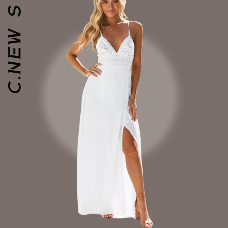 C.New S Dress Fashion Women Temperament V Neck Spaghetti Strap Dress Girl Popular Female Vestidos Clothing