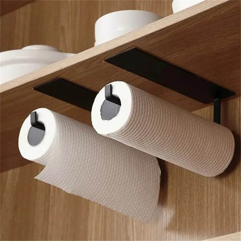 Steel Kitchen Bathroom Toilet Roll Holder Wall Mounted Rack Paper Towel Rack Self Adhesive Towel Hanging Rack Home Appliance