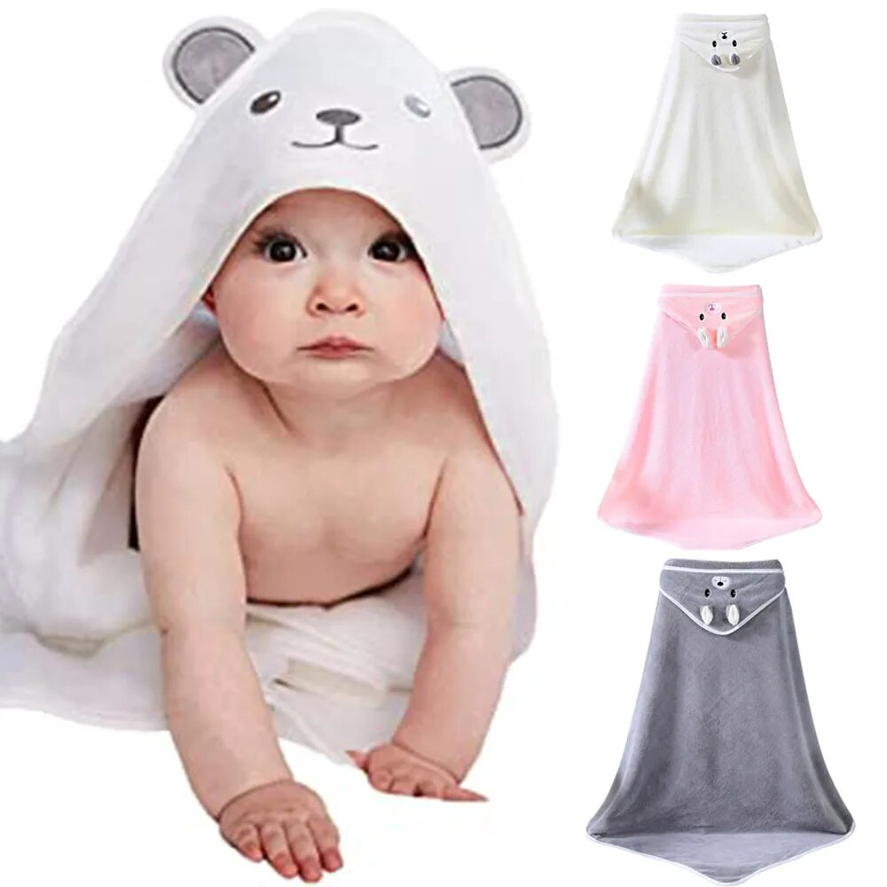 Unisex Baby Bathrobe Flannel Cloak Cartoon Boy Girl Ultra-Soft Hooded Spa Robe Bath Towel Newborn  Cover-Up Baby Shower Gift