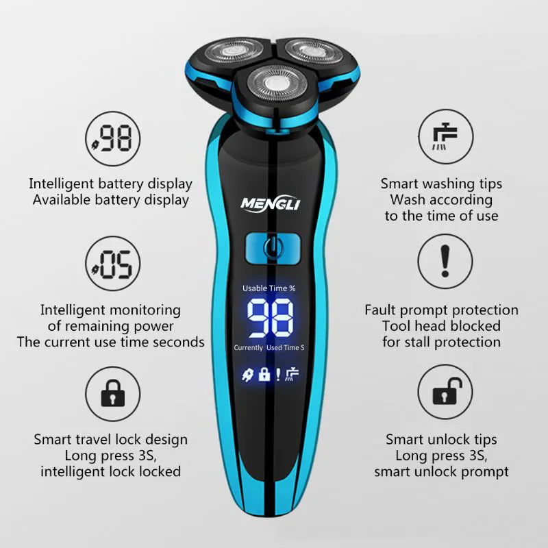 Fast Shipping Electric Razor Electric Shaver Hair Cutting Shaving Machine for Men Clipper Rotary Beard Trimmer 100% Waterproof