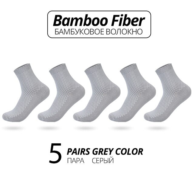 High Quality Bamboo Fiber Men's Socks 5Pairs/Lot New Classic Business Long Socks Summer Winter Casual Man Dress SockSize EU38-45