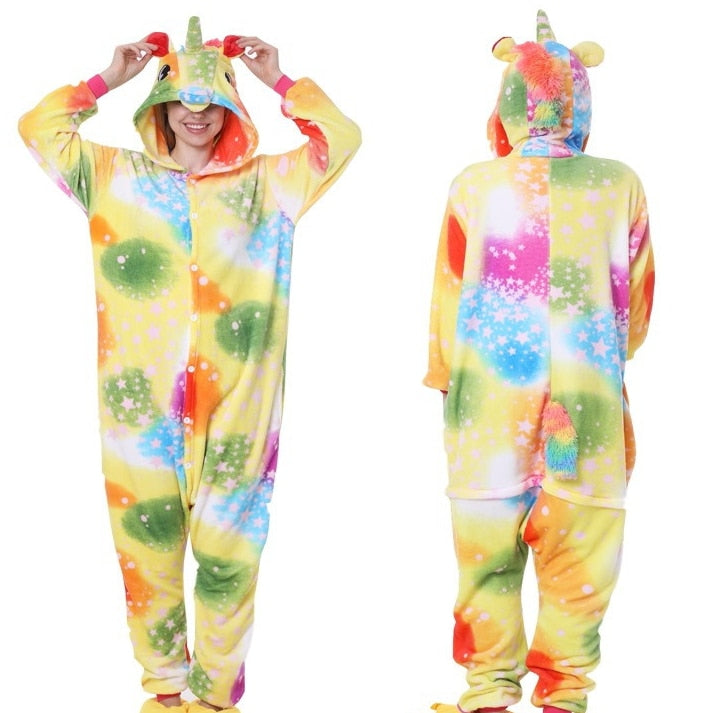 Unicorn Pajamas Onesie Kids Kigurumi Pyjama Panda Licorne Stitch Pijama Boy Girl Flannel Pajama Christmas Party Cosplay Clothes