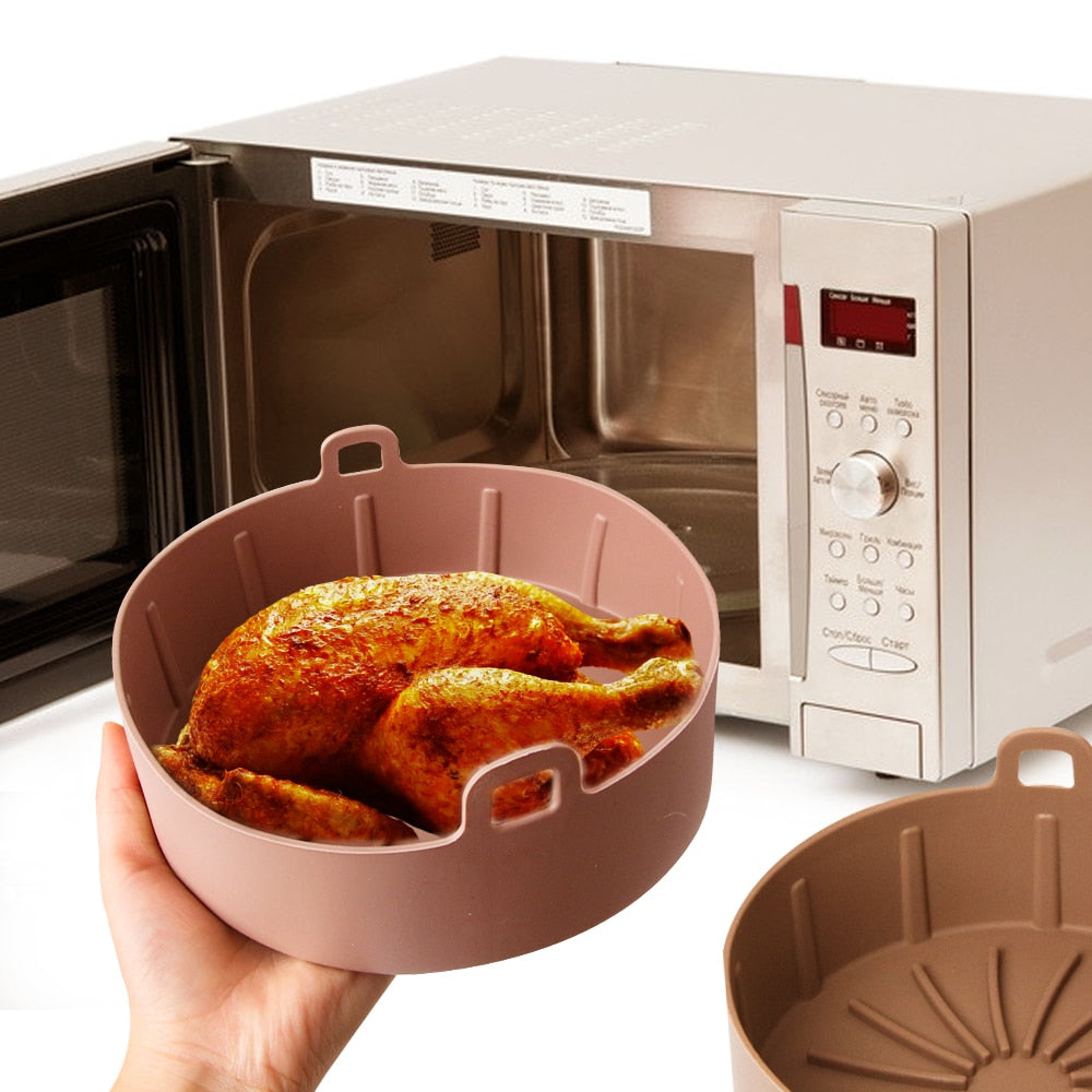 Air Fryer Silicone Nonstick Pans Airfryer Accessories Reusable Baking Dishes Baking Basket Baking Tool Tray Silicone Pad Pan